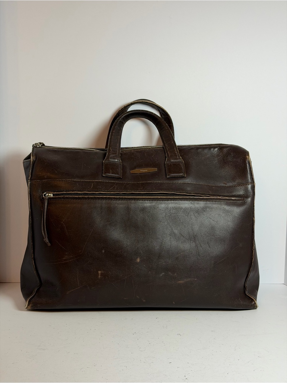 Vintage Salvatore Ferragamo Brown Leather Business Bag
